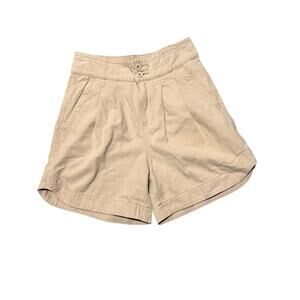 Easel Anthropologie High-Rise Pleated Chino Cotton Shorts Beige, size S